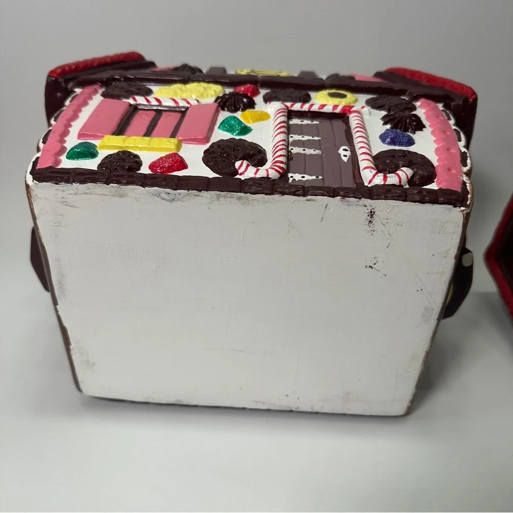 Vintage MCM Ceramic Christmas Gingerbread House Cookie Jar Candy Hansel Gretel‎